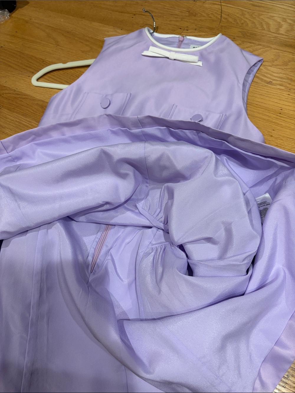 NWOT Self-Portrait Lavender Bow-Trim Sleeveless Mini Dress, Size US 4/6 - Picture 14 of 16